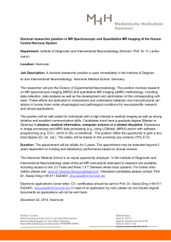 Doctoral researcher position in MR Spectroscopic and Quantitative