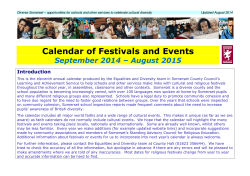 Diverse Somerset Calendar for Schools and Other Services 2014-15