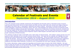 Diverse Somerset Calendar for Schools and Other Services 2014-15