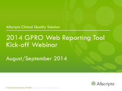2014 GPRO Web Reporting Tool Kick-off Webinar
