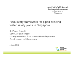 Regulatory Framework for Piped Drinking Water Suppliers in Sinapore