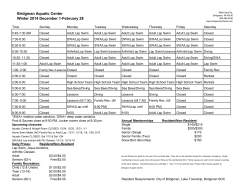 2015 Winter Pool Schedule