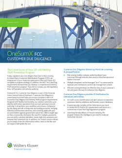 CUSTOMER DUE DILIGENCE - Wolters Kluwer Financial Services