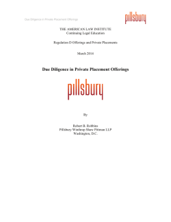Due Diligence in Private Placement Offerings