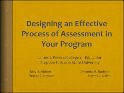Designing an Effective Process of Assessment in Your Program