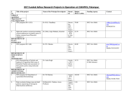DST Funded Adhoc Research Projects in Operation at CSKHPKV