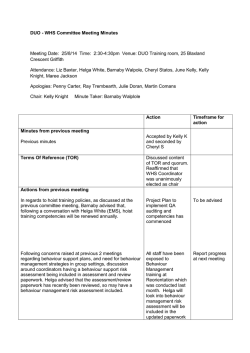 DUO - WHS Committee Meeting Minutes Meeting Date: 25/8/14