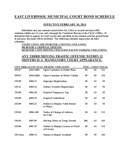 EAST LIVERPOOL MUNICIPAL COURT BOND SCHEDULE