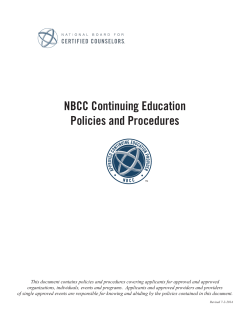 NBCC Continuing Education Policies and Procedures