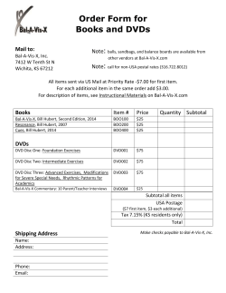 Order Form for Books and DVDs - Bal-A-Vis-X