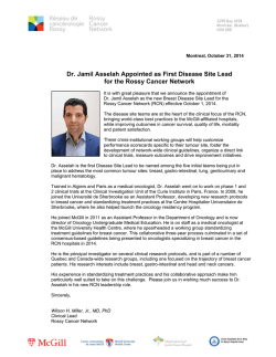 Dr. J Jamil As selah Ap for the R ppointed a Rossy Ca as First D
