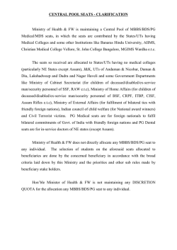 CENTRAL POOL SEATS - Ministry of Health and Family Welfare