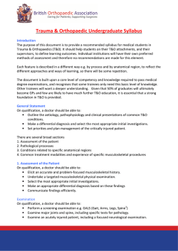 BOA Undergraduate Syllabus - British Orthopaedic Association