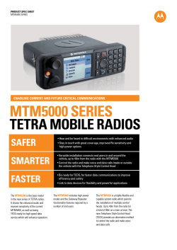 MTM5000 Series TETRA Mobile Radios Specification Sheet