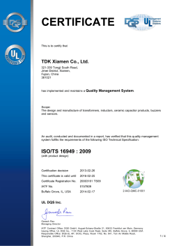 ISO/TS16949Quality System Authentication Certificate（English）