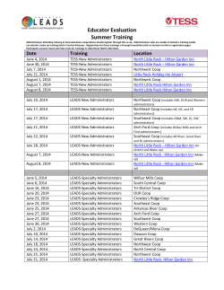 2014 Summer Training Schedule - Arkansas Department of Education