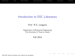 Introduction to DSC Laboratory