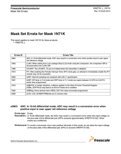Mask Set Errata for Kinetis L Mask 1N71K