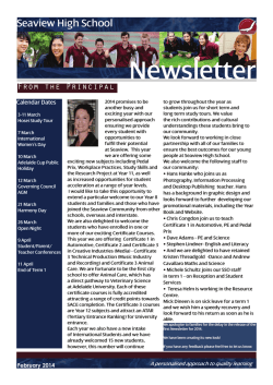 Issue 1 2014 - Seaview High School