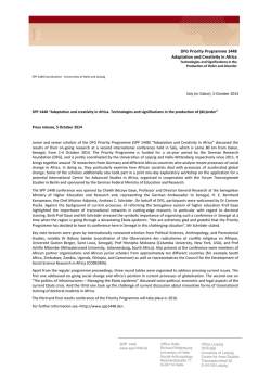 DFG Priority Programme 1448 Adaptation and Creativity in Africa