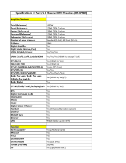 Specifications of Sony 5.1 Channel DTH Theatres (HT