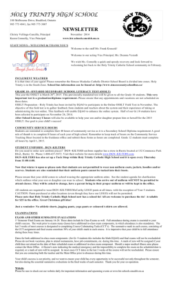 Holy Trinity Catholic High School November 2014 newsletter