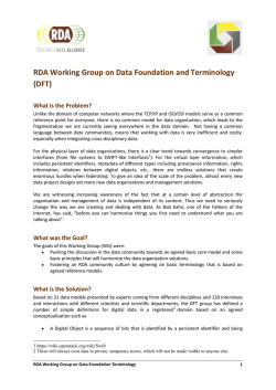 RDA Working Group on Data Foundation and Terminology (DFT)