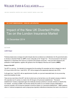 Impact of the New UK Diverted Profits Tax on the London Insurance