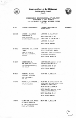 November 10, 2014 - Judicial and Bar Council