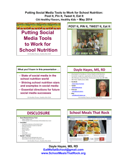 Putting Social Media Tools to Work for School Nutrition Presentation