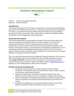 Job Title: Economic Development Associate Reports to: Executive