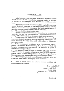 tender notice from project director, d.r.d. cell, bankura zilla parishad