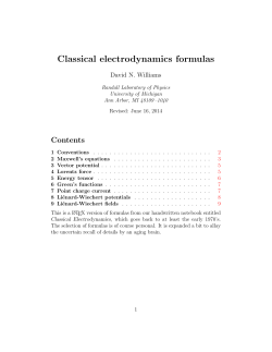 Classical electrodynamics formulas