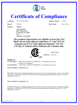PGC5000 Series (PGC5000A) CSA, Certificate of Compliance