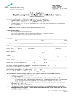 2015-16 DLC Application - Paradise Valley Unified School District #69