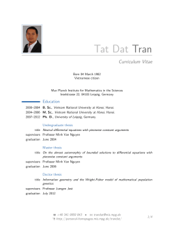 Tat Dat Tran – Curriculum Vitae