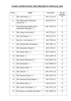 Names Approved by the President for Hajj, 2014