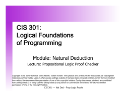 CIS 301: Logical Foundations of Programming