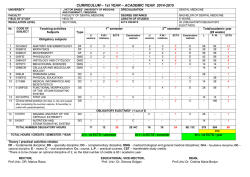 CURRICULUM – 1st YEAR – ACADEMIC YEAR 2014-2015