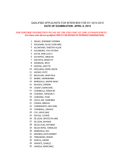 qualified applicants for interview for sy: 2014