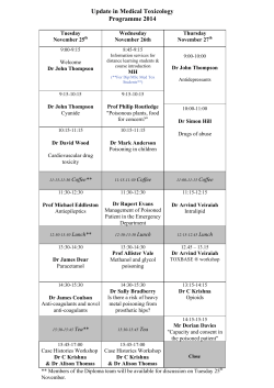 Programme - Therapeutics and Toxicology Centre