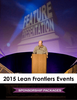 2015 Lean Frontiers Sponsorship Opportunities