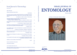 ENTOMOLOGY ISRAEL JOURNAL OF Vol. 43, 2013
