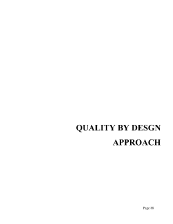 QUALITY BY DESGN APPROACH