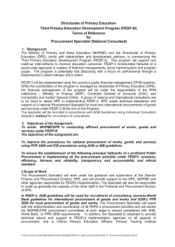 Directorate of Primary Education Third Primary Education