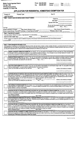 Homestead Exemption - Walker County Appraisal District