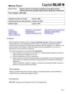 Donor Lymphocyte Infusion for Hematologic Malignancies That