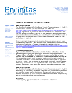 TRANSFER INFORMATION FOR PARENTS 2014