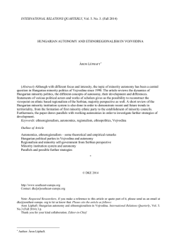 HUNGARIAN AUTONOMY AND ETHNOREGIONALISM IN