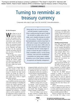 Turning to renminbi as treasury currency